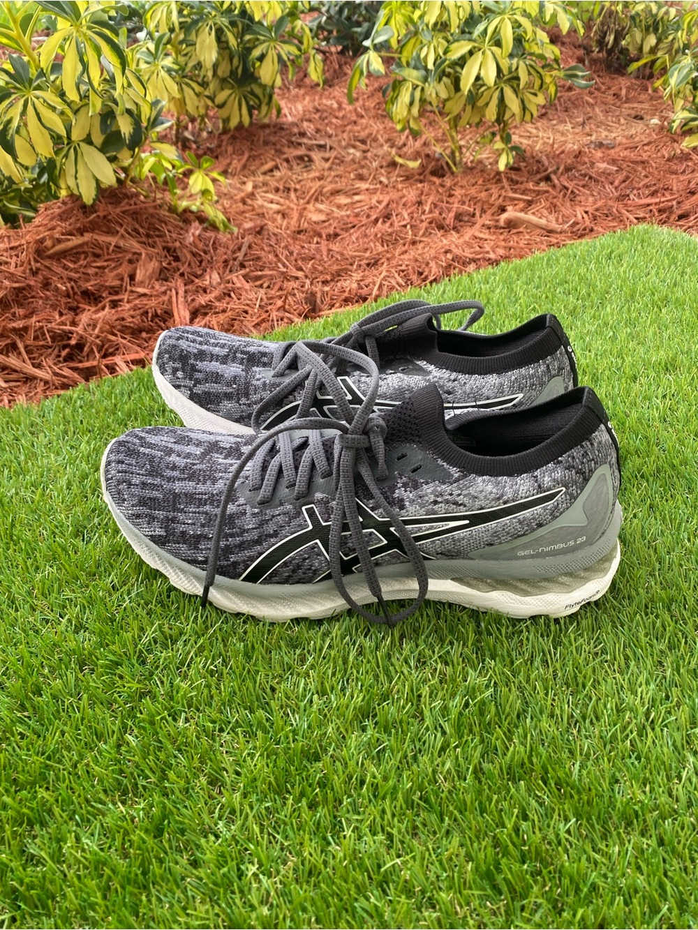 Asics Gray and Black Knit Women's Running Shoes